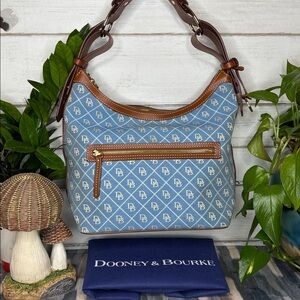 Dooney & Bourke Light Blue and Tan Shoulder Bag